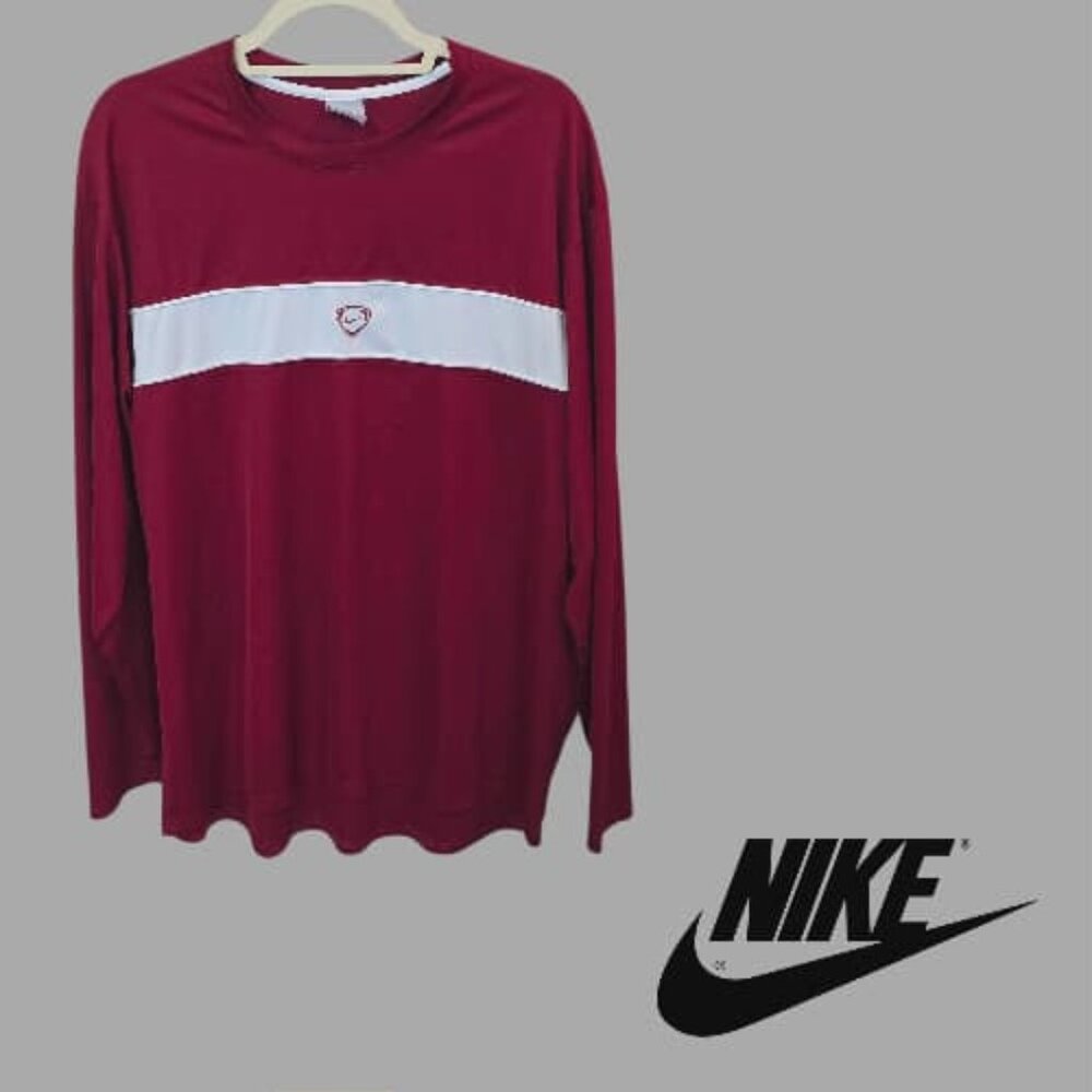 Nike Team Swoosh Athletic Soccer Longsleeve Maroon Shirt Mens XL